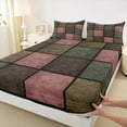 thumbnail image 3 of Castle Fairy Geometric Plaid 4 Pieces Queen Sheet Sets for Boys Girls,Vintage Aesthetic Ultra Soft Flat Sheet,Abstract Retro Grid Queen Fitted Sheet,Microfiber Bedroom Decor, 3 of 7