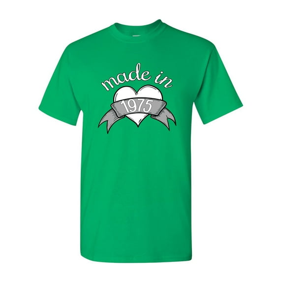 Made in 1975 40th Birthday Heart Crest DT Adult T-Shirt Tee