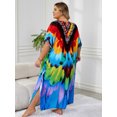 thumbnail image 2 of V nech Maxi Beach Dresses for Swimwear Women Plus Size Kaftan Loungewear Long Caftan Robe Summer Casual muumuu Dress Lightweight House Wear Soft Night Gown Vacation Tunic, 2 of 10