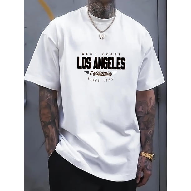 Short Sleeve Casual Shirt for Summer, LOS ANGELES Print s for Men Tee For Adult, Men, Women, Teen, Teenager, Adolescent,Youth