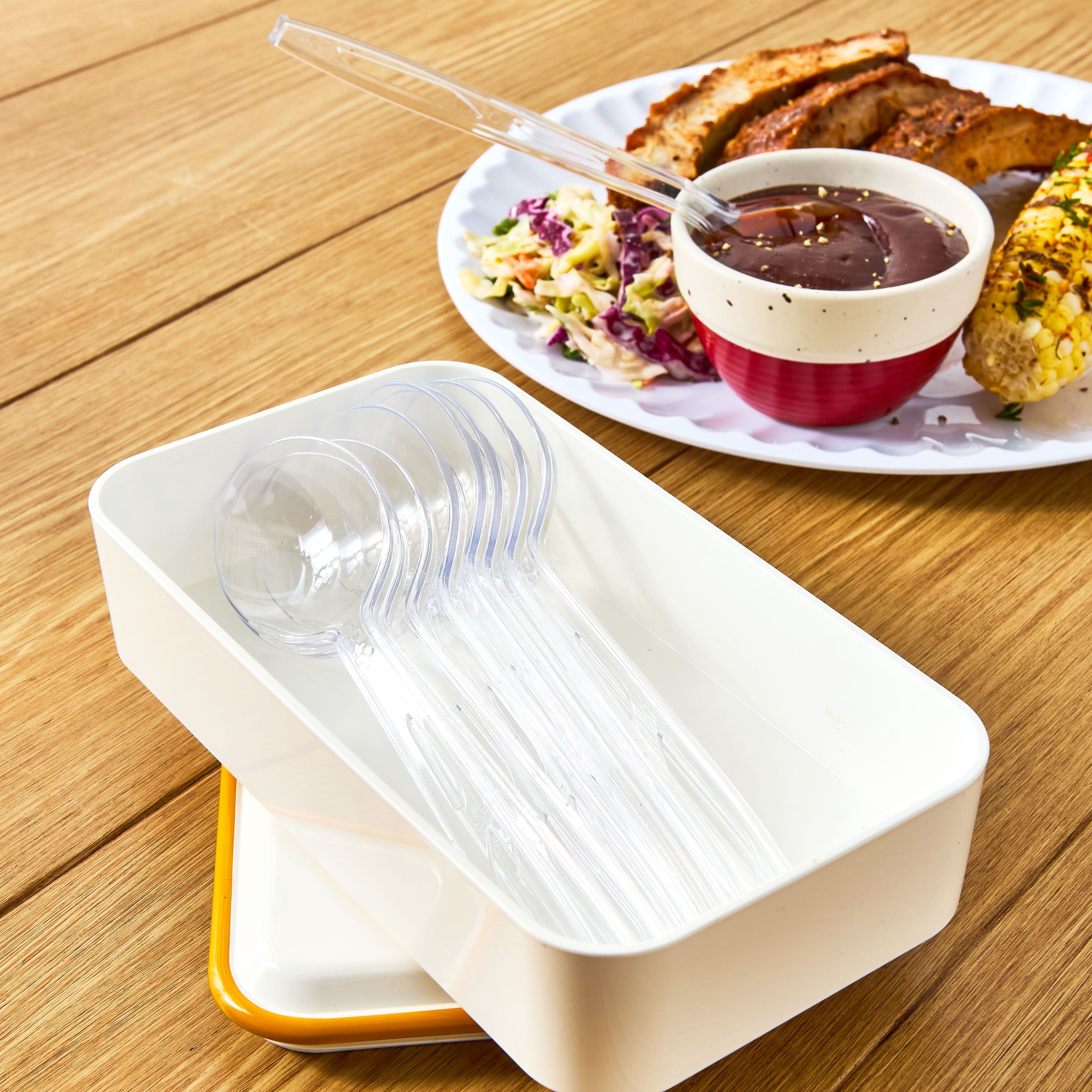 Great Value Premium Clear Jumbo Disposable Plastic Spoons, Polystyrene, 20 Count
