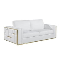 HomeRoots 89 in. Italian Leather Sofa, White & Silver