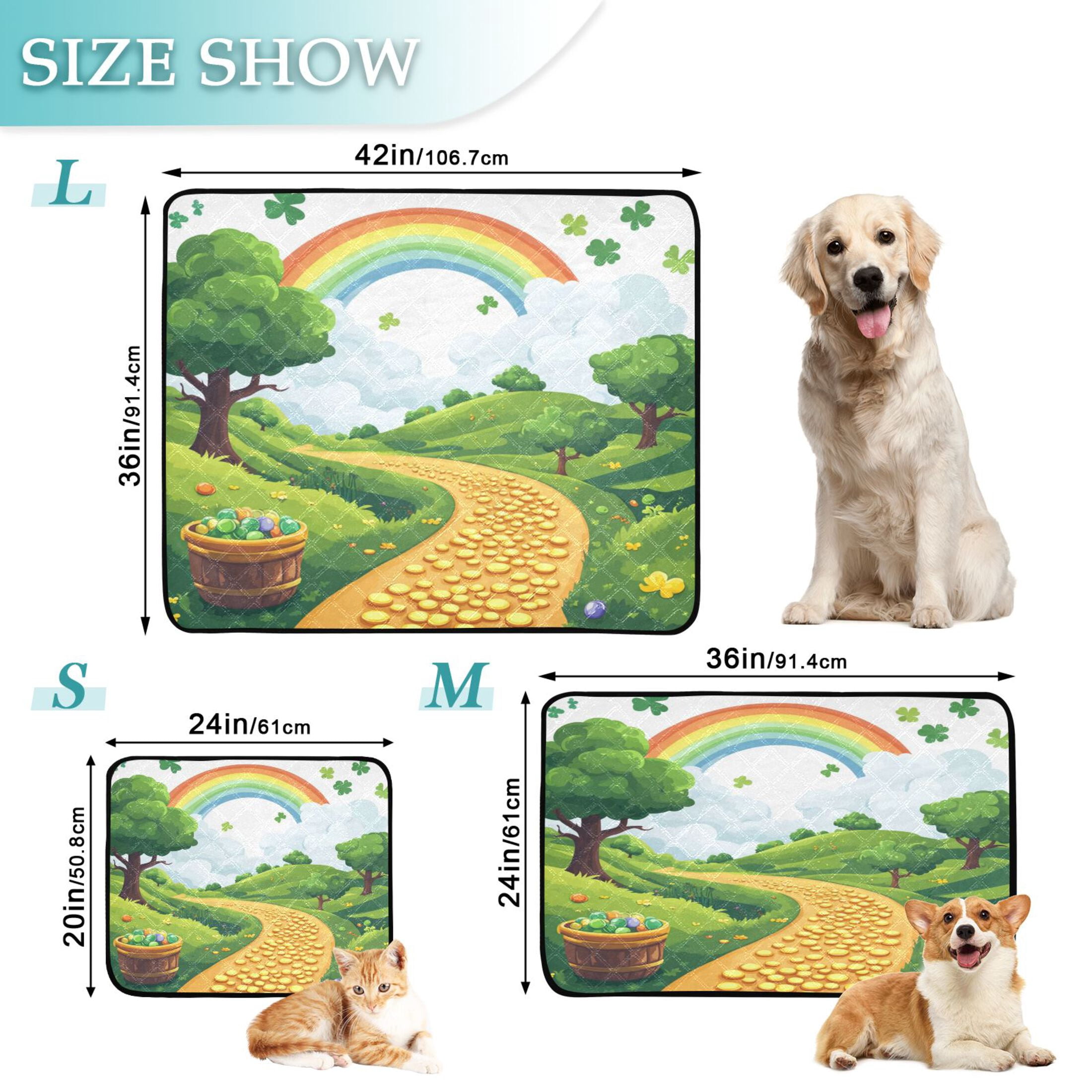 Qxltty Stpatricks Day Money Road Cat litter Pads Pet Set of 3 Diaper Mats Center Anti-leakage Layer Absorbent Soft and Comfortable