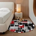 thumbnail image 2 of Red Black Geometric Round Area Rug 3.3Ft Washable Circle Rugs for Dining Room Table, Modern Color Block Abstract Non-Slip Carpet Floor Mats Indoor Outdoor Carpet Runner Aesthetic Home Decor, 2 of 8