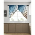 thumbnail image 5 of Ombre Swag Valance Curtains Abstract Geometric Blue Brown Gradient Waves Beach Rod Pocket Kitchen Curtains Scalloped Window Treatment Valances Swag Curtains For Living Room 1 Pair 36"w X 45"l, 5 of 8
