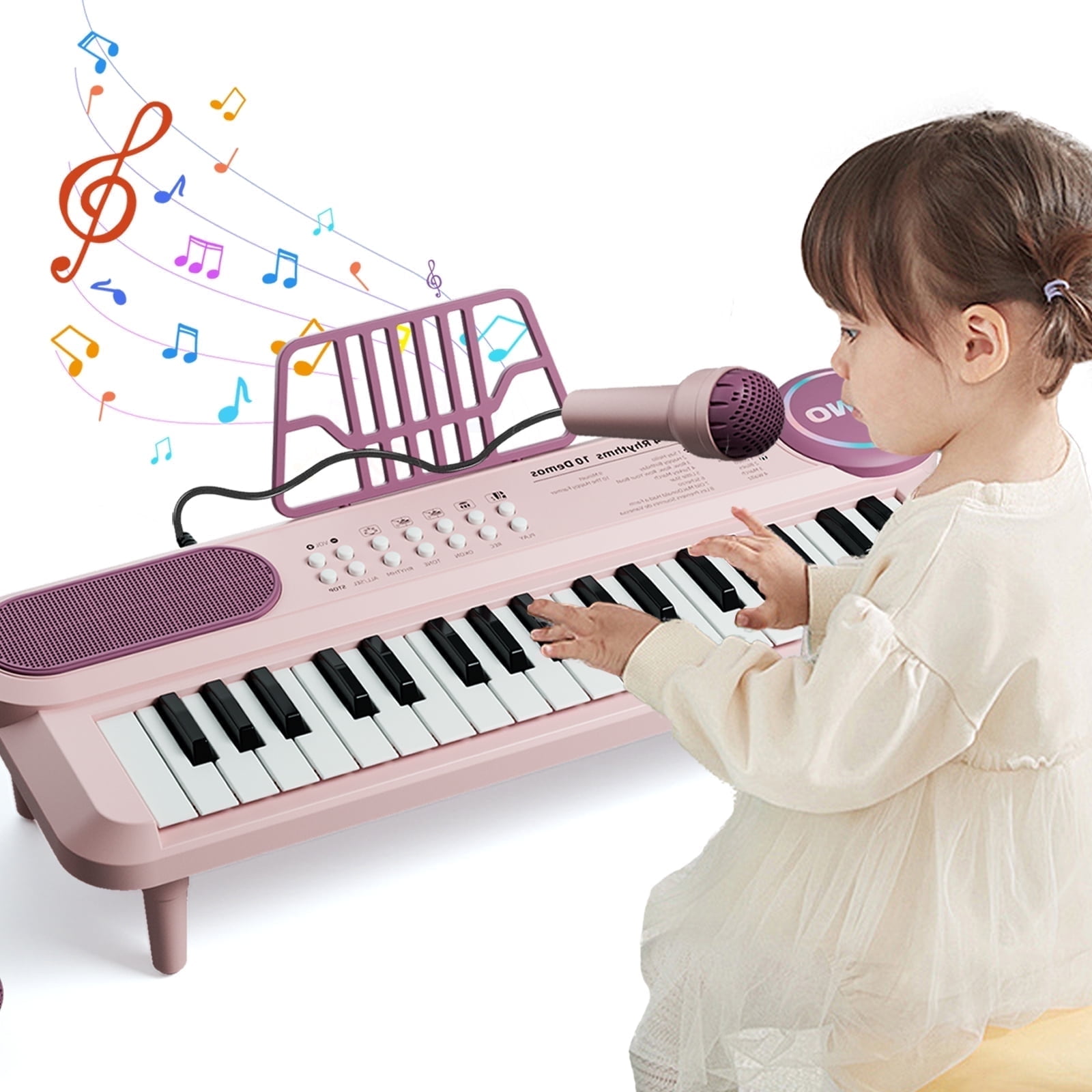 Tepear 37-Key Pink Piano For Kids With Microphone photo 1