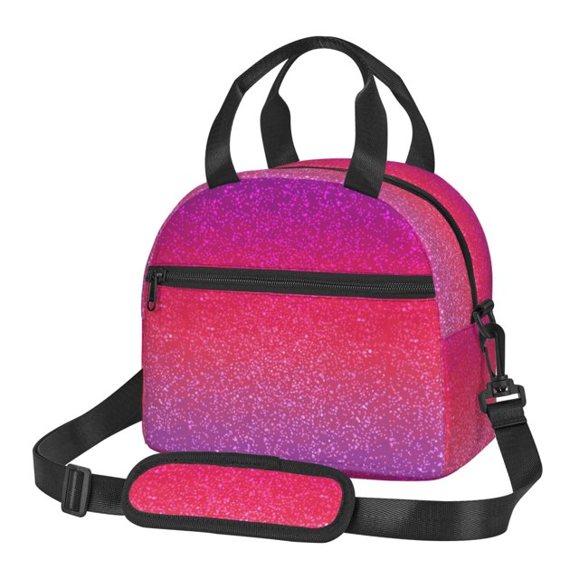 Fotbe Light Purple Glitter Bolsa de Almuerzo con Estampado, Lonchera Aislada, Contenedores de Comida Reutilizables Tipo Cooler a Prueba de Fugas