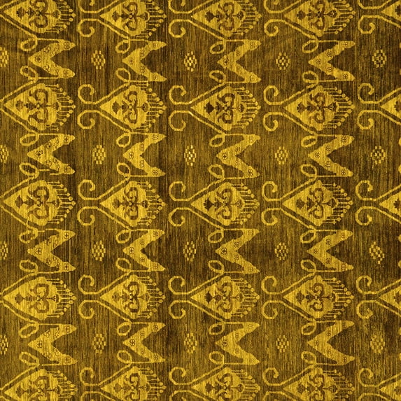 Ahgly Company Machine Washable Indoor Square Abstract Yellow Modern Area Rugs, 6' Square