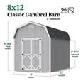 thumbnail image 3 of Little Cottage Co. 8x12 Classic Gambrel Barn with 6 ft. Sidewalls, Outdoor Wood Storage Shed Do-It-Yourself Precut Kit, 3 of 13