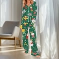 thumbnail image 2 of Tnhcen Women's Festive Pajama Set, Festive Sleepwear Lounge Wear, 2XL Plus Size, Flannel - like Print Long Sleeve Top + Bottom, Holiday Loungewear (S - 2XL), 2 of 7