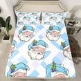 thumbnail image 2 of Manfei Cartoon Santa Claus Full Size Sheets 4pcs for Girls, Merry Xmas Christmas Bed Sheets, Blue Geometric Sheet Sets, Luxury Bedroom Decor, 2 of 7