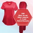 thumbnail image 5 of M&M SCRUBS Women's Ultra Soft Stretch Mock Wrap Scrub Top and Pants 82019200 (Red, XX-Large), 5 of 7
