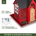 thumbnail image 4 of Kingsyard Weatherproof Metal Bird Feeder House, Triple Feeders for Outside Finch Cardinal, Red, 4 of 7