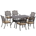 thumbnail image 1 of Outsunny Patio Dining Set Cast Aluminum 7 Pieces Outdoor Table Set, Khaki, 1 of 10