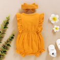 thumbnail image 5 of TOOYOU Girls Romper Set Sleeveless Button Ruffle Jumpsuit+Headband Kids Baby Jumpsuit Holiday Pajama Playsuit Bodysuits For Toddler ,Size 12-18 Months Yellow, 5 of 8