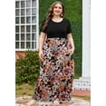 thumbnail image 4 of SHOWMALL Plus Size Summer Maxi Dress for Women Petal Panic 3X Short Sleeves Crewneck Casual Bohemian Beach Dress Full-Length Floral Long Sun Dresses with Pockets, 4 of 5