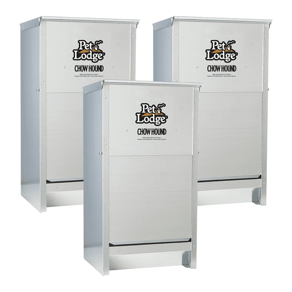 Little Giant Dry Food Automatic Steel Dog Feeder Chow Hound 25 Pound (3 Pack)