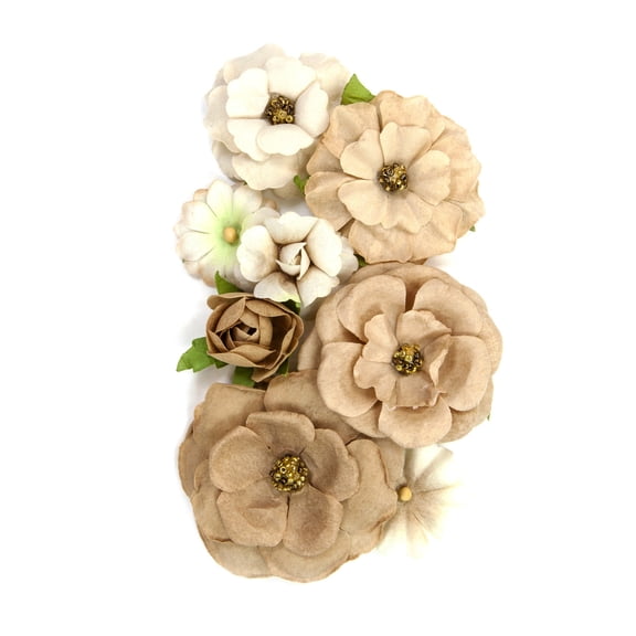 Recollections Brown Mixed Flower Embellishments, 12 Packs: 8 ct. (96 total)