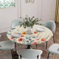 thumbnail image 5 of Spring Floral Round Tablecloth for 55-60 Inch Tables,Fitted Table Cover with Elastic Edge,Watercolor Elegant Summer Botanical Rustic Waterproof Outdoor Table Cloth Protector for Patio Garden Dinner, 5 of 9