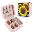 thumbnail image 7 of Leather Travel Jewelry Storage Box - Portable Jewelry Organizer - Burst of Sun, 7 of 7