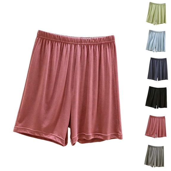 Bixock Women Pajamas Shorts Loungewear Shorts Solid Color Elastic Waist Soft Stretchy Versatile Daily Indoor Homewear Sleepwear Base Layer Trousers Women Clothings