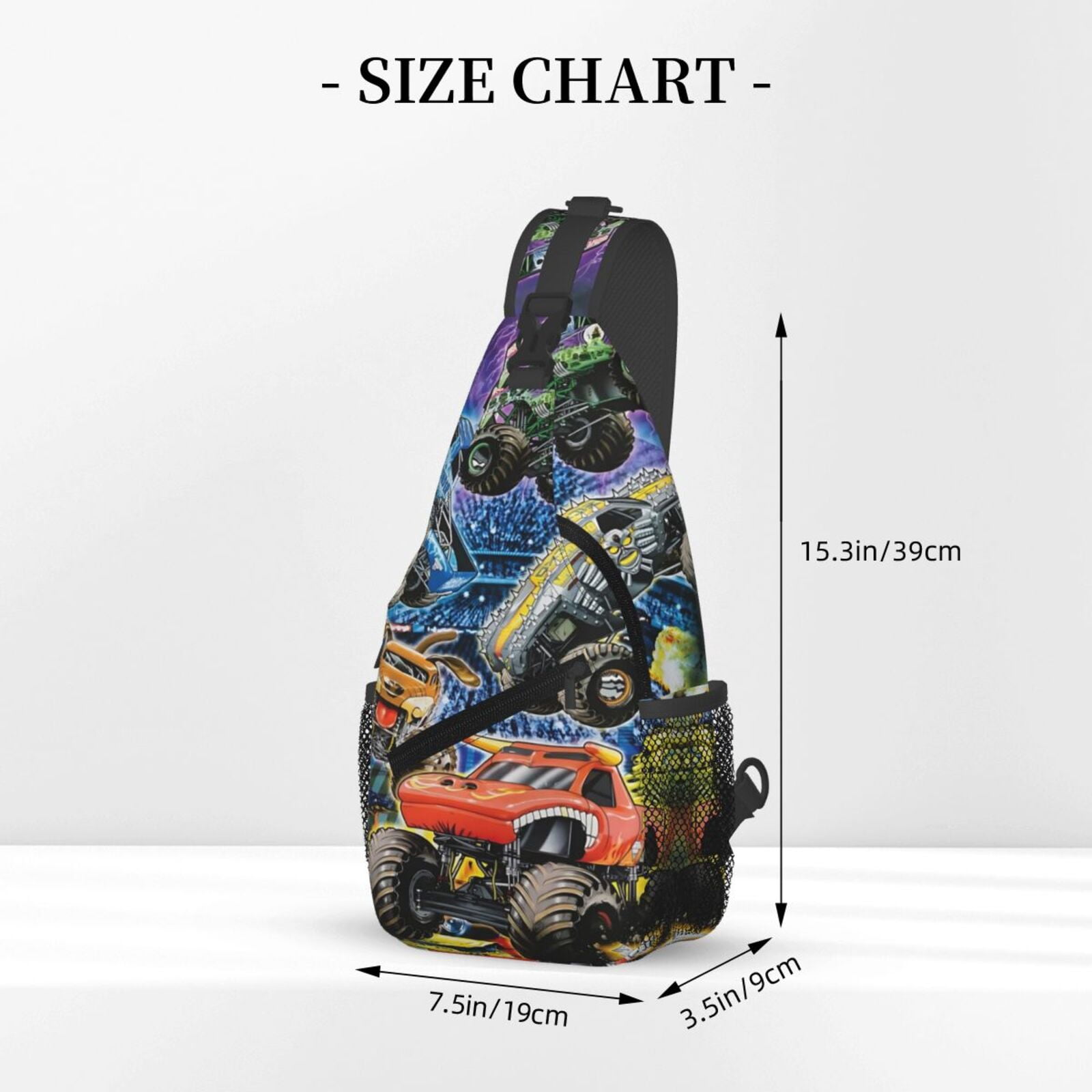 Monster Truck Jam Sling Bag Crossbody Sling Backpack Chest Bag Daypack Purses Shoulder Bag For Women Men Travel Hiking