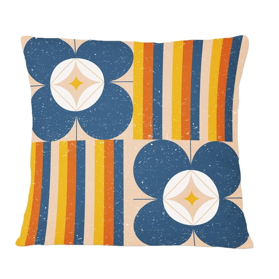 Designart Retro Floral Pattern XI' Mid-Century Modern Throw Pillow - 12x20