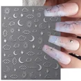 thumbnail image 2 of Pegatinas metálicas plateadas para uñas, 3D, nubes doradas, Luna, sol, planeta, esmalte de Gel autoadhesivo, deslizadores de manicura, decoración BESW-TN, 2 of 7