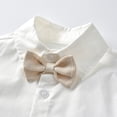 thumbnail image 7 of LWNYDPLSD Kids 3 Piece Suits Set Formal Gentleman Tuxedo Suit for Newborn Boy Wedding Graduation Dress Suit with Checkered Striped Vest+Shorts+Bowtie Button Down Short Sleeved Shirt Outfits, 7 of 7