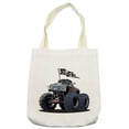 thumbnail image 1 of Cars Tote Bag, Popular Large Suspension Monster Truck Dead Skull Pirate Flag Off to Road Art, Cloth Linen Reusable Bag for Shopping Books Beach and More, 16.5" X 14", Cream, by Ambesonne, 1 of 2
