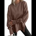 thumbnail image 3 of Sudaderas de Gran Tamaño para Mujer, Sudaderas con Capucha de Larga con Abertura para el Pulgar, Camisetas con Abertura Lateral, Tops Estilo Y2K Marrón M, 3 of 10