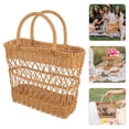 thumbnail image 3 of Portable Picnic Basket Hand-made Plastic Fruit Basket Fruit Storage Basket Woven Picnic Basket, 3 of 7