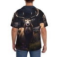 thumbnail image 3 of Gukieu Regal Stag In Forest Print Men's Short-sleeved Shirts, Button-down Pocket Shirts, T-shirts, Beach Vacation Travel Summer Clothing-Small, 3 of 5