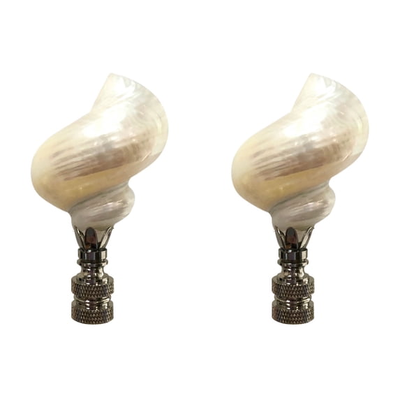 Royal Designs, Inc. Natural Seashell Lamp Finial for Lamp Shade, F-5068SL-2, Polished Silver, Pack of 2