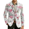 thumbnail image 5 of Men's Printed Corduroy Pocket Blazer, Casual Suit Cardigan Jacket, White, XXL, 5 of 6