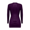 thumbnail image 2 of Fanxing Sequin Dress for Women Summer Long Sleeve Bodycon Party Dresses Casual Ruched V Neck Mini Dress Purple,S, 2 of 4