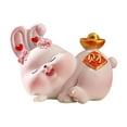 thumbnail image 1 of Almencla Resin Rabbit Sculpture Bunny Figurines Animal Figurines Miniature Chinese D, 1 of 8