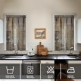 thumbnail image 2 of Vintage Brown Matte Color Blocks Tier Kitchen Curtains for Bathroom Living Rod Pocket Window Drapes 28"x39" 2 Panels Window Treatment Tiers, 2 of 4