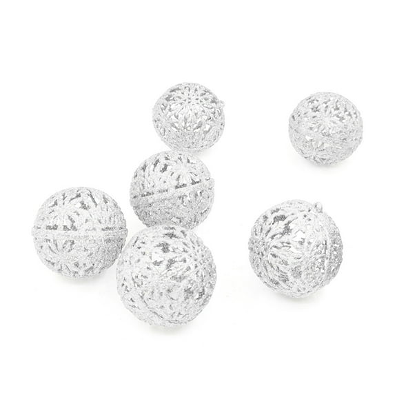6Pcs Glittering Hollow Christmas Baubles Ornament Christmas Tree Decorations for Holiday Decoration