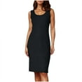 thumbnail image 6 of ITSAME Women's Sleeveless Dress, Crew Neck Solid Color Slim Fit Ladies Basic Midi Dresses Black S, 6 of 8