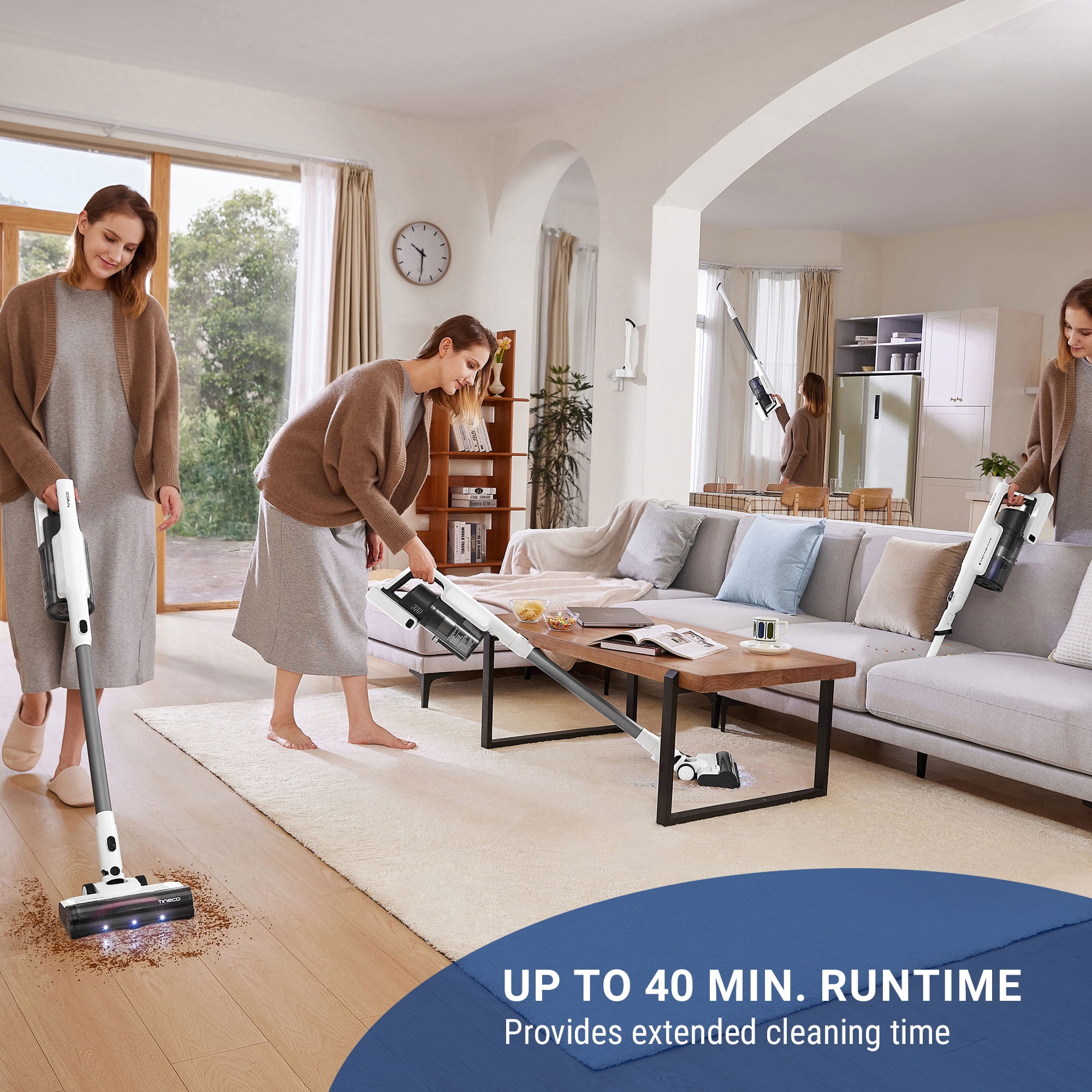 Open Box Tineco GO Slim Cordless Stick Vacuum, For Carpet & Hard Floors, HEPA Filter & LED Headlights, 40 Minute Run-Time, Ideal for Daily Cleaning