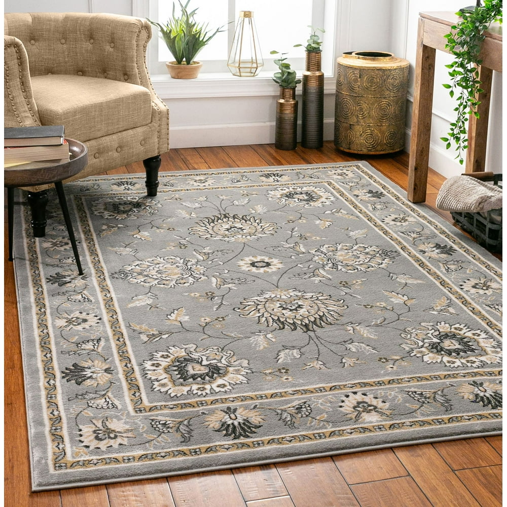 Sultan Sarouk Grey Oriental Area Rug Persian Floral Formal Traditional