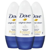 Dove Aluminum-Free Deodorant for Women, Original Clean Roll-On 3-Pack – ¼ Moisturizing Cream Formula with 24H Odor Protection, 1.7 Fl Oz Ea