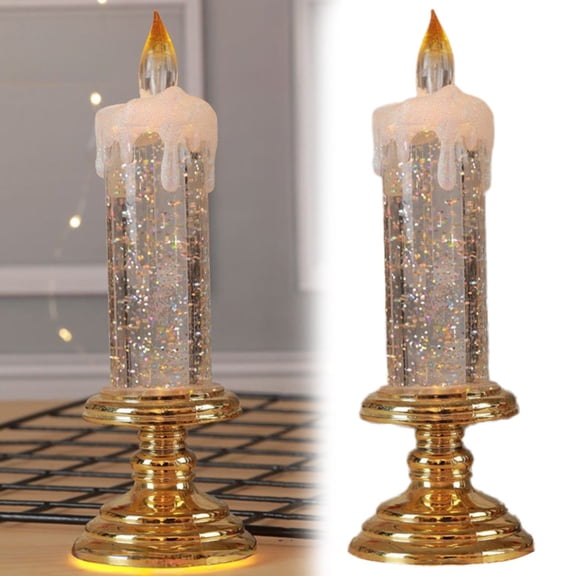 Goowood LED Christmas Candle USB Color Changing Glitter Flameless Candle Gold Desktop Ornament Flickering LED Candles for Home Decor