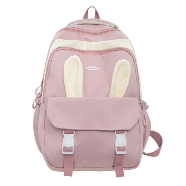 Mochila escolar con orejas de conejo de dibujos animados para mujer, Bolsa Escolar de nailon para ordenador portátil, bolsa de libros para mujer, mochila de día grande para estudiante 517D Fivean unisex