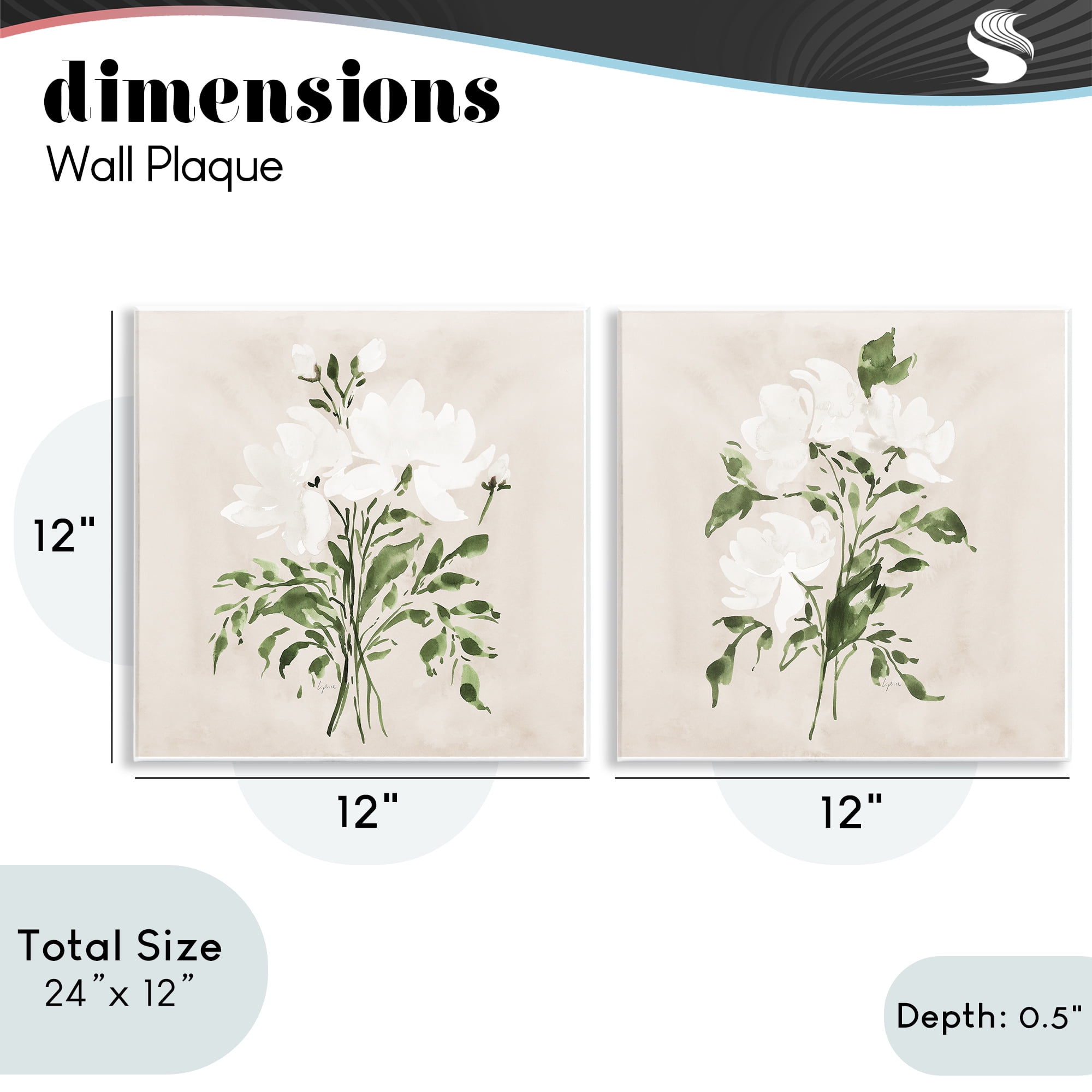 Stupell Industries White On Tan Botanicals 2 Piece Wall Plaque Art Set, design by Lucille Price