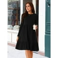 thumbnail image 4 of DARING DIVA Casual Long Sleeve Tiered A-Line Swing Dress XL Black, 4 of 7