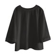 thumbnail image 4 of Yaruuzi 3/4 Length Sleeve Womens Tops Business Casual Outfits Fall Tops Fashion Clothing Oversized Blouses Crewneck T Shirts Elbow Length Tops Cute Tops Quarter Sleeve Tops Black L, 4 of 9