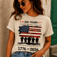 thumbnail image 3 of 250 Years Patriotic Veteran T-Shirt, 1776-2026 America Anniversary Shirt, Land Of The Free Because Of The Brave Tee, USA Flag Military Graphic Shirt, 3 of 6