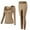 Brown, variant on ATOYSOY Women's Round Neck Lounge Sets Fall Two Piece Basic Outfits Tracksuits Slim Tops Legging Skinny Pants Long Sleeve Padded Sleepwear Trendy Casual Beige L